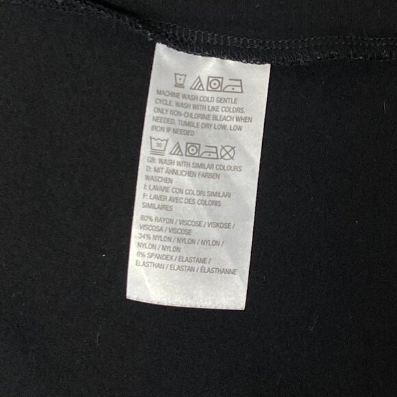 H by Halston Short Sleeve Princess Seam Faux Wrap Tulip Front Knit Top Black S - Picture 12 of 12